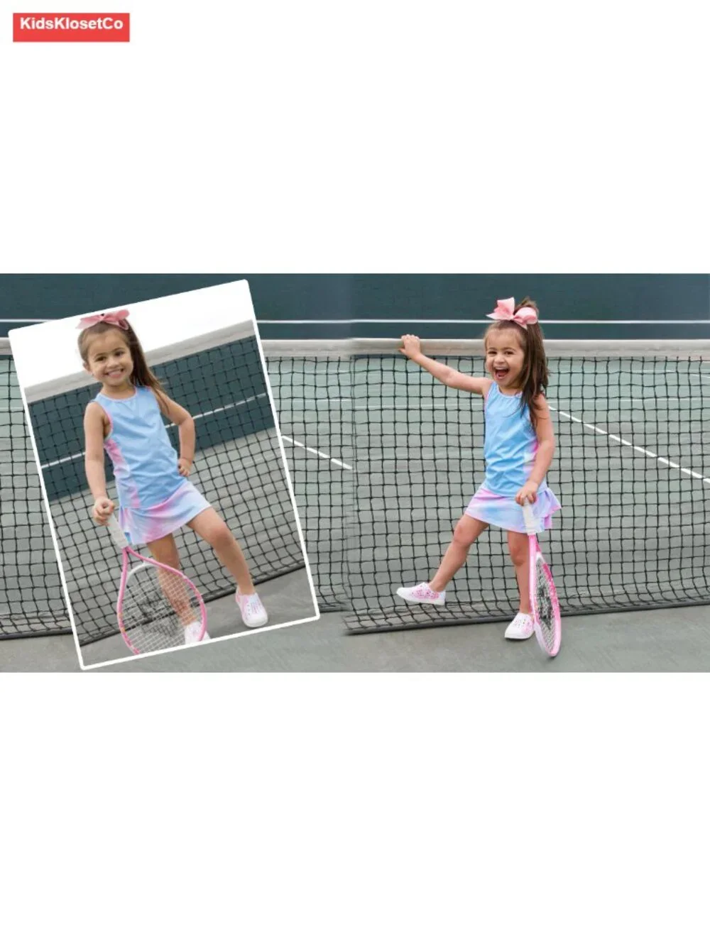 Girls Tennis Dress with Pockets Sleeveless Tank and Skort Set